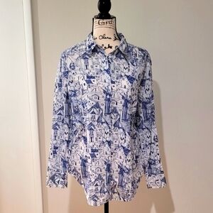 United Colors of Benetton Unique Pattern Women's Button Down Shirt- L